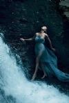 Charlize Theron, Waterfall, Rock