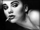 Charlize Theron Smoking Cigarette, Black & White