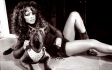 Christina Milian with a Dog, Black & White