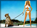 Jessica Simpson in Bikini with a Leopard, Feet, Legs
