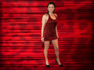 Lisa Scott-Lee in a Red/Black Mini Dress