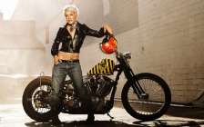 Pink (Alecia Moore) with a Motorbike