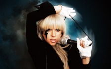 Lady Gaga with a Microphone