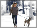 Kaley Cuoco walking with a Dog
