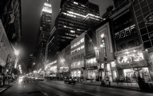 New York City, Night, Black & White