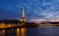 Eiffel Tower at Night, Paris. River