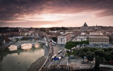 Rome Panorama, River, Bridge, Italy