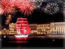 Saint-Petersburg, Neva River, Sailing Ship, Fireworks