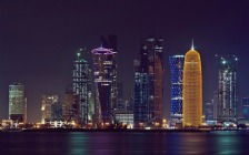Doha, Skyscrapers, Skyline at night