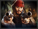 Johnny Depp with guns in the movie "Pirates of the Caribbean"