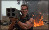 Arnold Schwarzenegger in the movie "Commando" as John Matrix