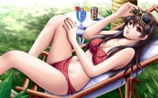 Anime, Girl Sunbathing in Bikini