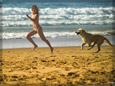 Babe with a Dog on the Beach