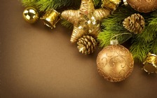 Gold Christmas Baubles & Cones