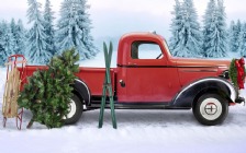Christmas & New Year, Car, Tree, Sledge