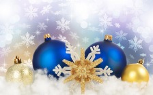Christmas Baubles, Gold & Blue