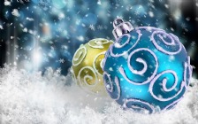Gold & Blue Christmas Baubles, Snowflakes