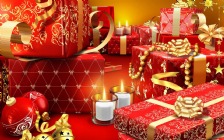 Christmas, Candles, Presents, Red Baubles