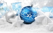 Christmas Baubles, White & Blue