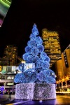 Blue Christmas Tree, Neon Lights, Street