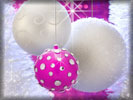 Christmas Baubles, White, Pink