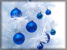 Blue Christmas Baubles, White Christmas Tree