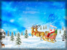 Merry Christmas, Snowman, Deers, Sledge, Santa Claus