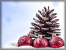 Red Christmas Baubles & Pine Cone