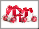 Red Christmas Baubles with Presents