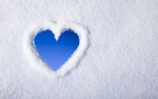 Valentine's Day, Blue Heart on the Snow