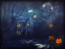 Halloween, Pumpkins, Bats, Creepy House
