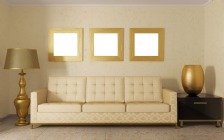 Interior Design: Gold Style, White Sofa