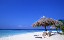 Beach And Sea, White Sand, Hut, Paradise Island, Maldives