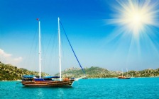 Beach and Sea, Sailing Boat, Turkey