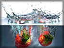 Strawberry in the Water, Splash, Macro