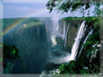 Waterfalls with a rainbow