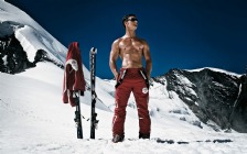 Skiing, Man Topless